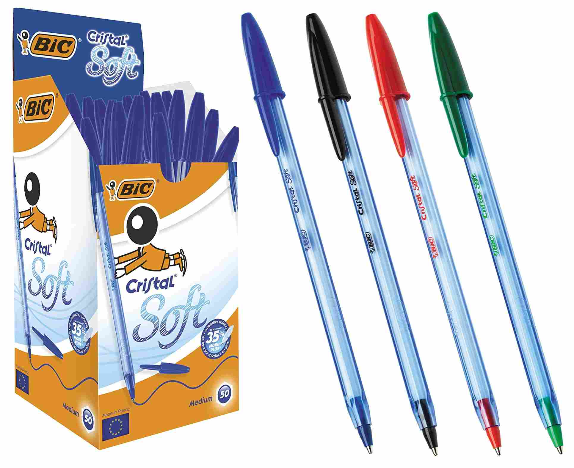 Bic Cristal Soft Caja 50 Bolígrafos Tinta de Aceite Azules